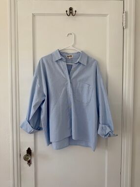 Djerf Avenue Blue Breezy Button Down Shirt